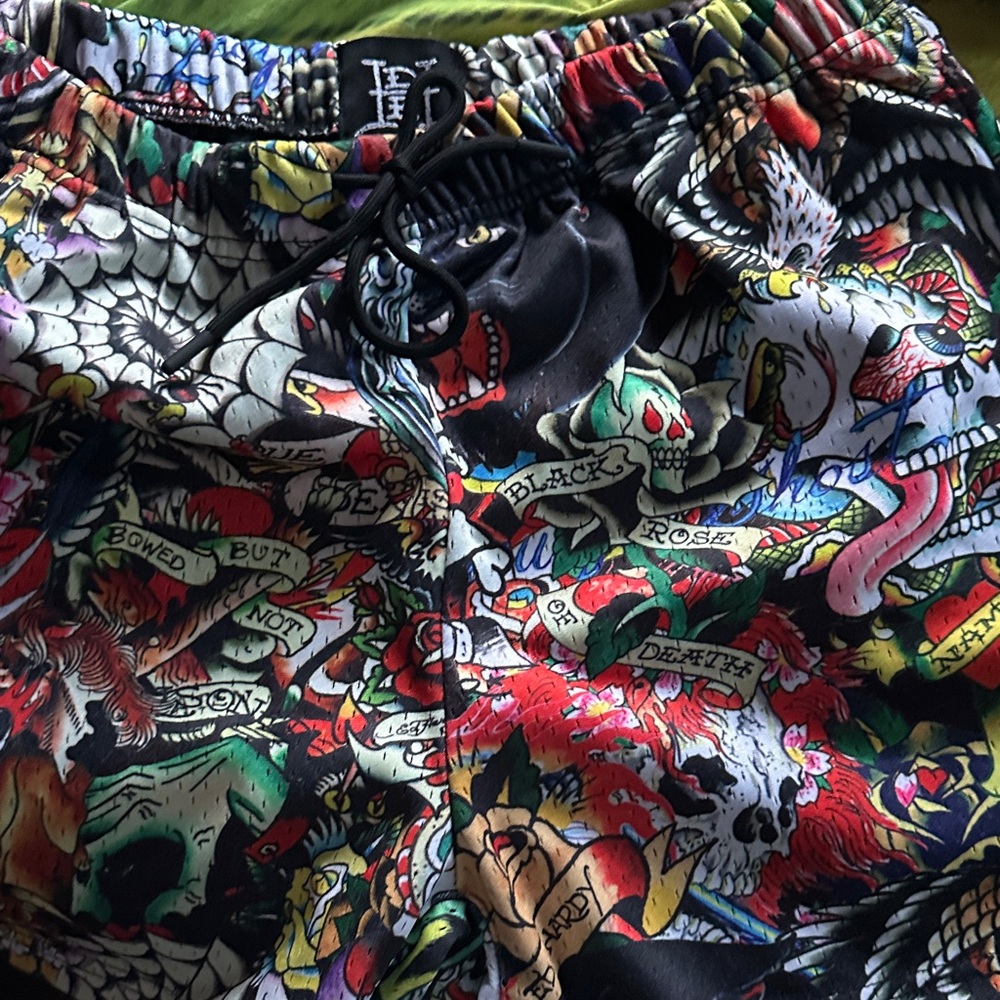 Ed Hardy Multicolor Tattoo-Print Men’s Shorts